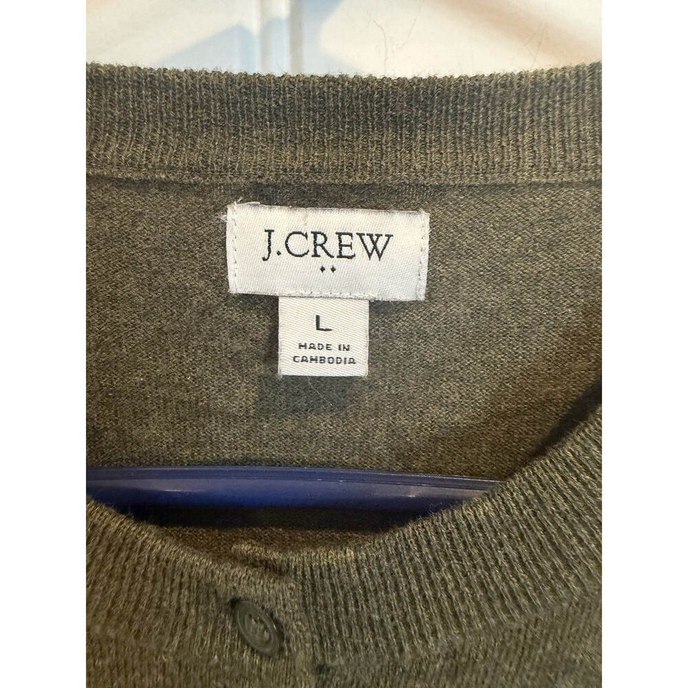 J.Crew Women’s Cardigan Sweater Size L Olive Green 100% Cotton Button Front NWOT